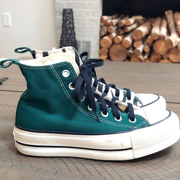 Converse All Stars Chuck Lift Custom Green Zebra Platform Sneaker Sz 4 - Picture 2 of 10